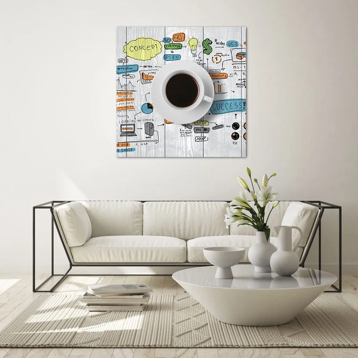 Schilderen op glas - Tijd voor een pauze - 60x60 cm