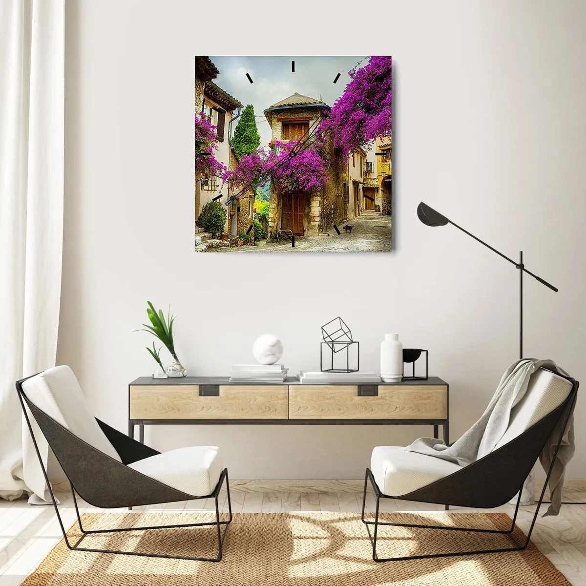 Wandklok - Klok - Onder een bloemenluifel - 30x30 cm