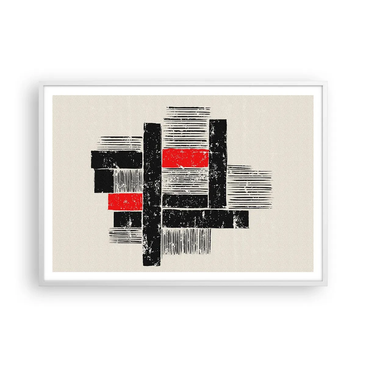 Poster in een witte lijst - Rood en zwart - 100x70 cm
