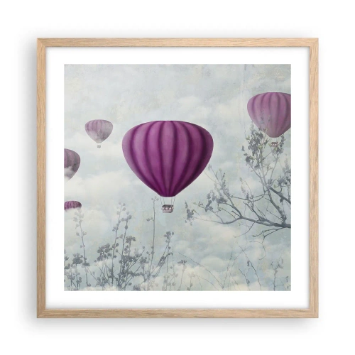 Een poster in een licht eiken lijst - Als schepen in de lucht - 50x50 cm