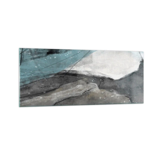 Schilderen op glas - Abstractie: rotsen en ijs - 100x40 cm