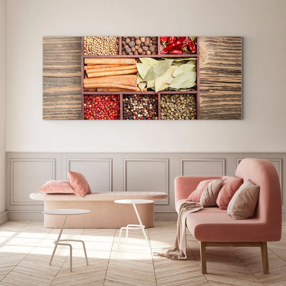 Schilderen op glas - Volgorde van vormen, boeket van aroma's - 100x40 cm