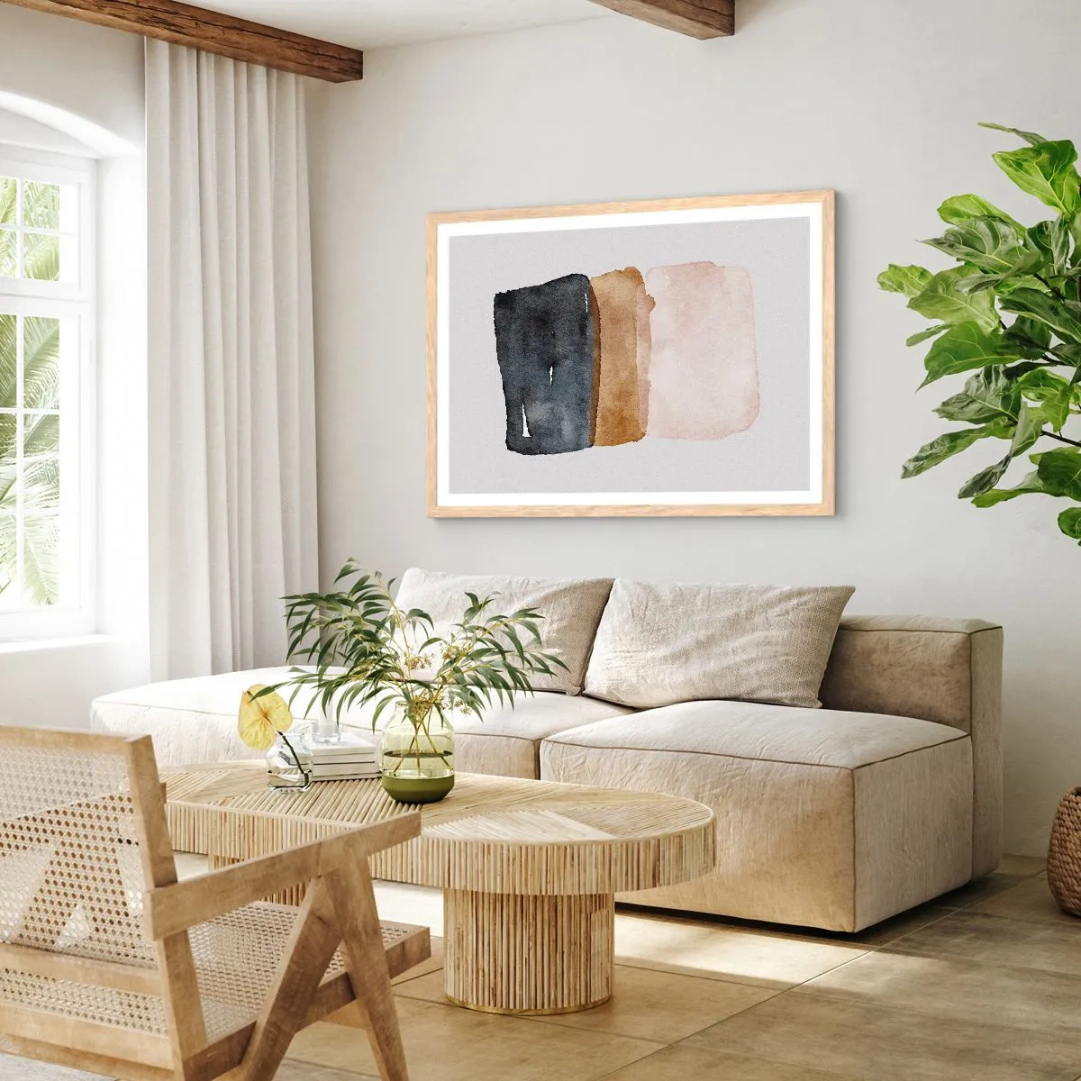 Een poster in een licht eiken lijst - De samenstelling van de kleuren van de aarde - 50x40 cm