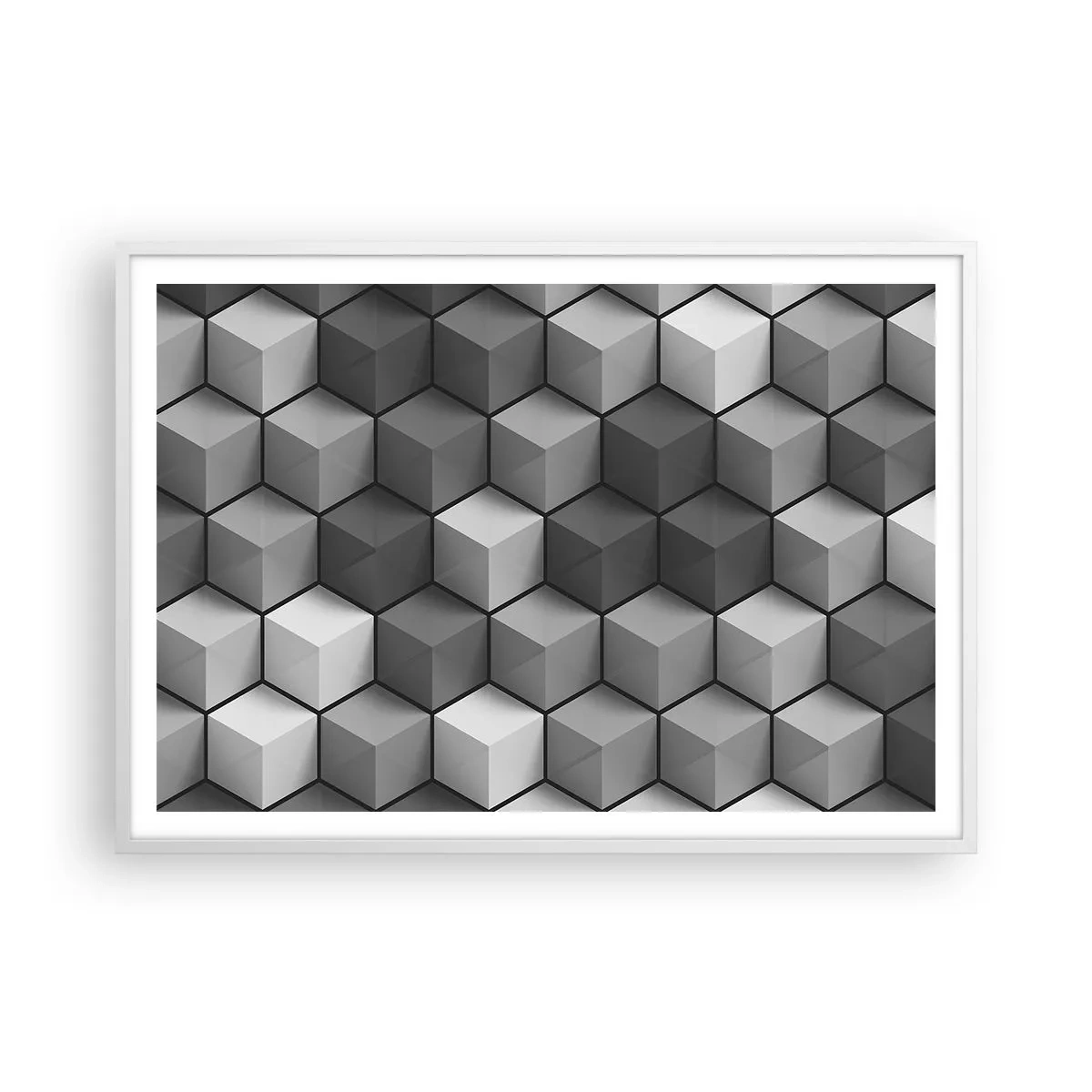 Poster in een witte lijst - Kubistische puzzel - 100x70 cm