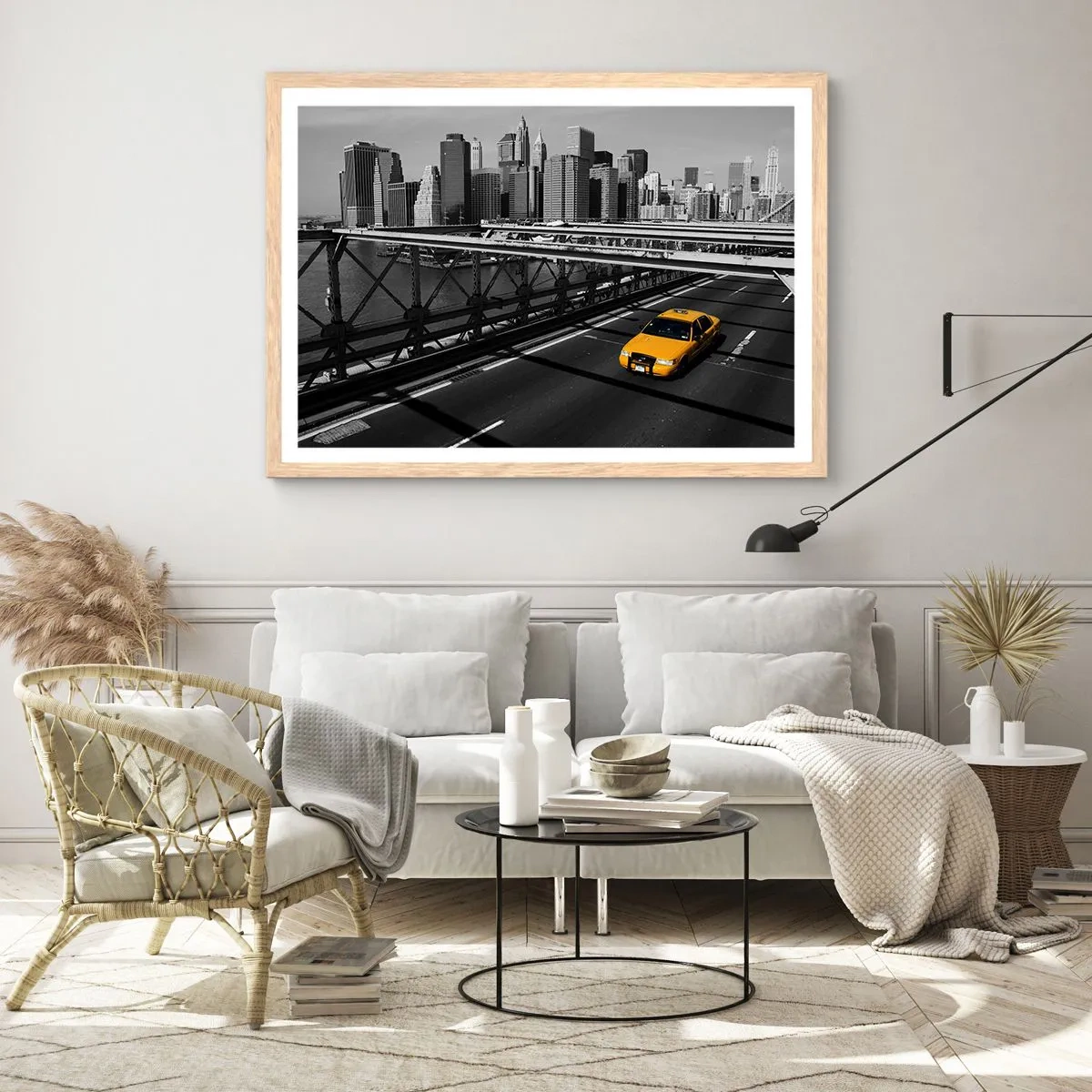 Een poster in een licht eiken lijst - De kleur van een grote stad - 100x70 cm