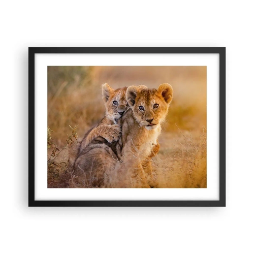 Poster in een zwarte lijst - Niet storen! We hebben plezier - 50x40 cm