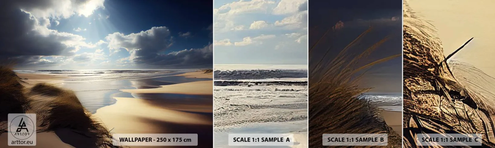 Fotobehang Staaltje Standard Eco - Strand, wild strand - Strand, Zee, Duinen - 100x30 cm