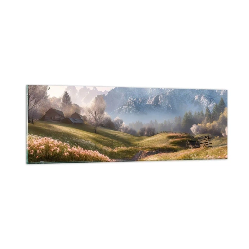 Schilderen op glas - Idyllische vallei - 90x30 cm