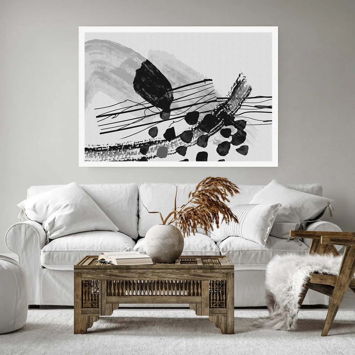 Poster - Zwart-wit organische abstractie - 50x40 cm