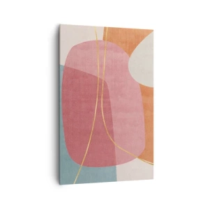 Schilderen op canvas - Pastelkleurcompositie met gouddraad - 80x120 cm