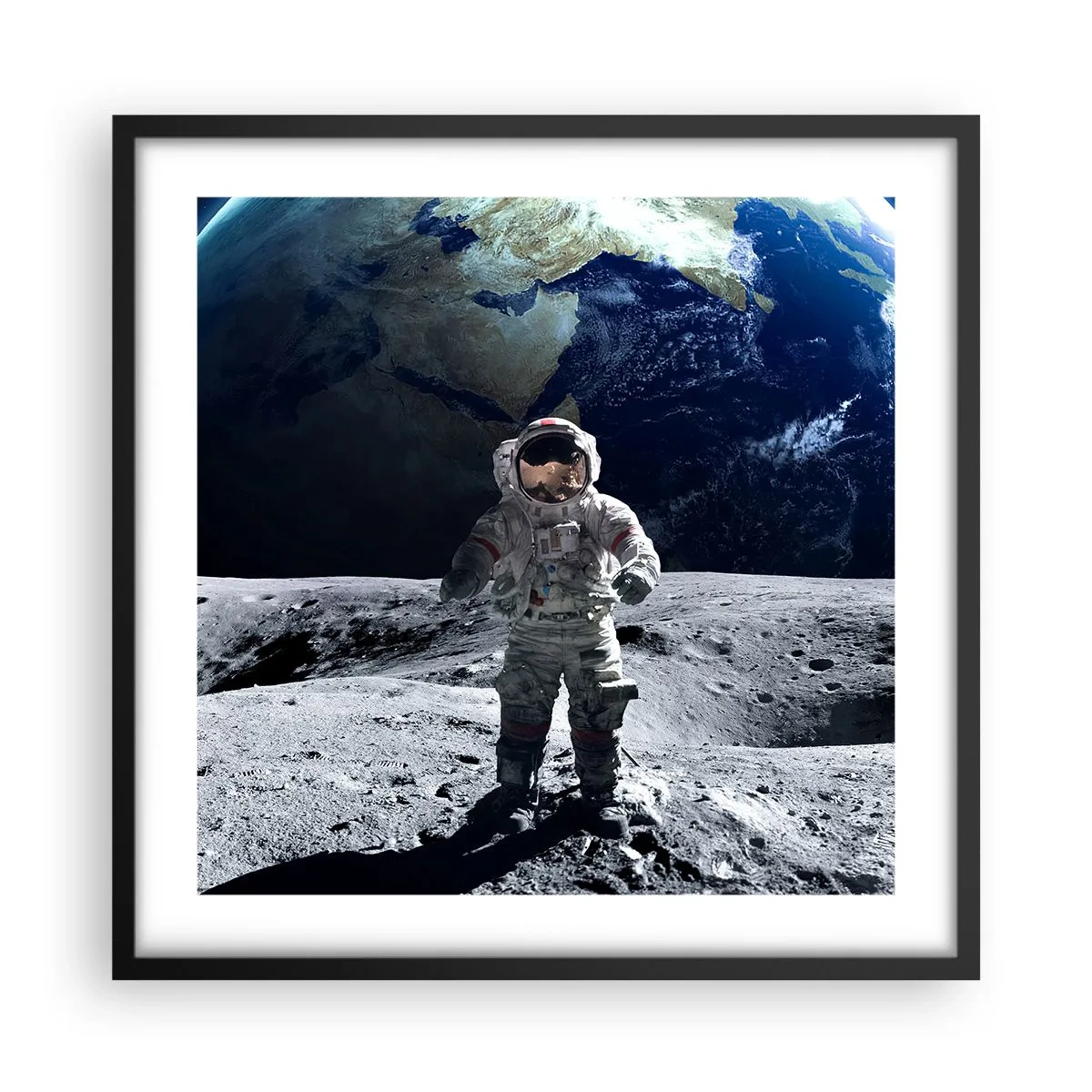 Poster in een zwarte lijst - Groetjes van de maan - 50x50 cm