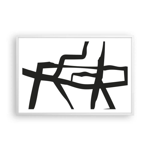 Poster in een witte lijst - Zwart-wit ontwerp - 91x61 cm