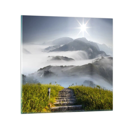 Schilderen op glas - Nog steeds tot in de wolken - 30x30 cm
