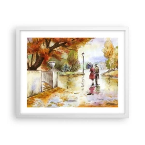 Poster in een witte lijst - Romantische herfst in het park - 50x40 cm
