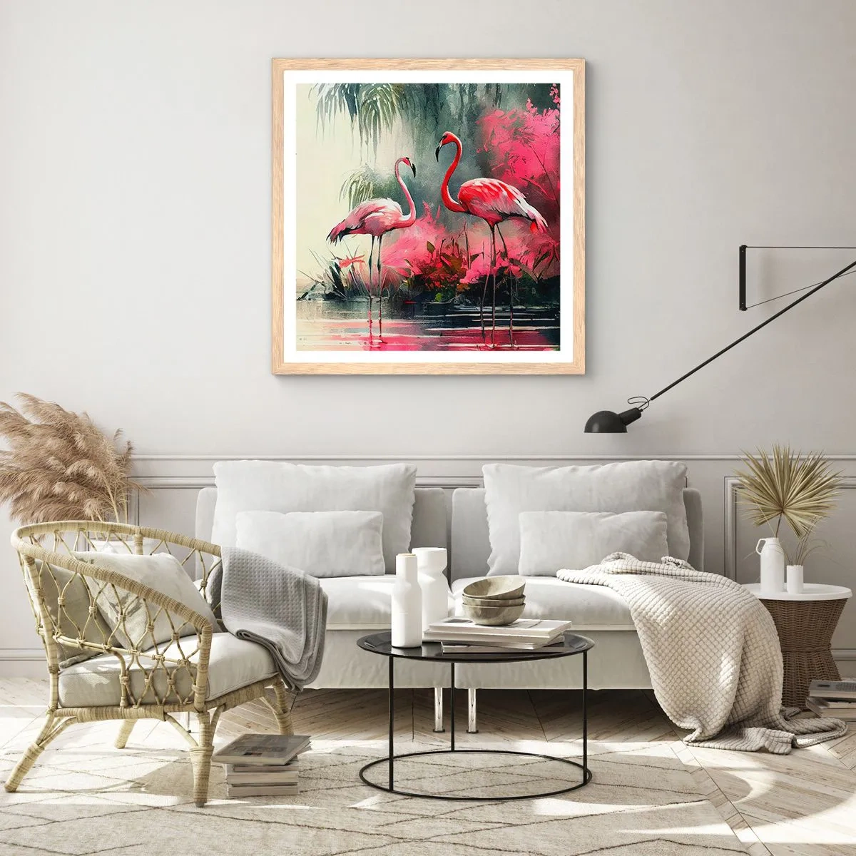 Een poster in een licht eiken lijst - Een les in natuurlijke gratie - 60x60 cm