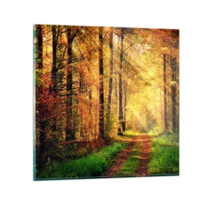 Schilderen op glas - Bos-gouden stilte - 30x30 cm