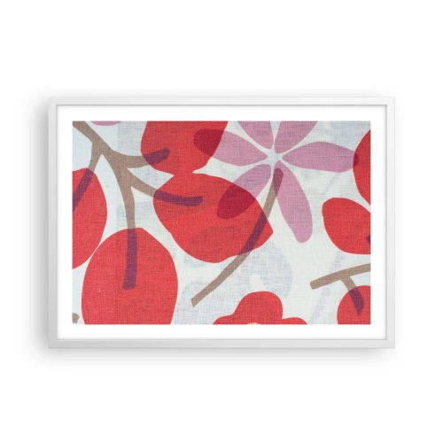 Poster in een witte lijst - Bloemstuk in roze - 70x50 cm