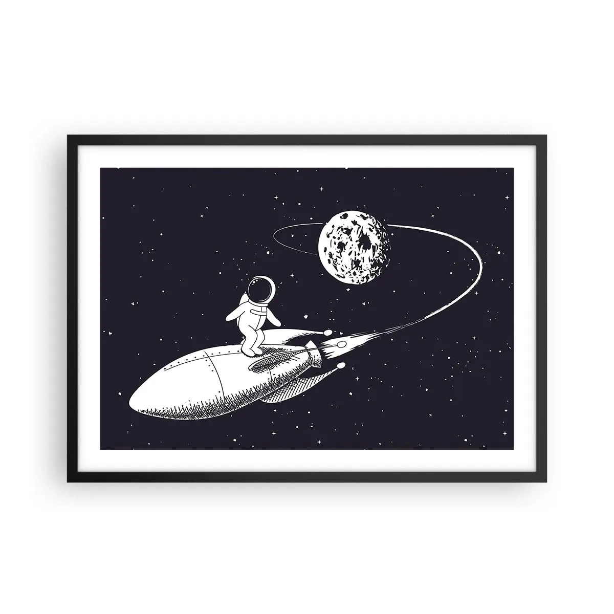 Poster in een zwarte lijst - Spacesurfer - 70x50 cm