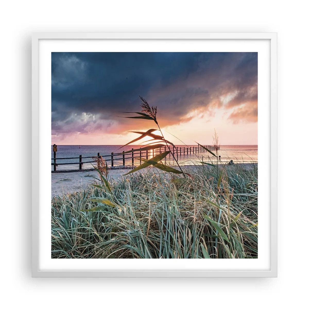 Poster in een witte lijst - Het gaat niet met de wind mee - 60x60 cm