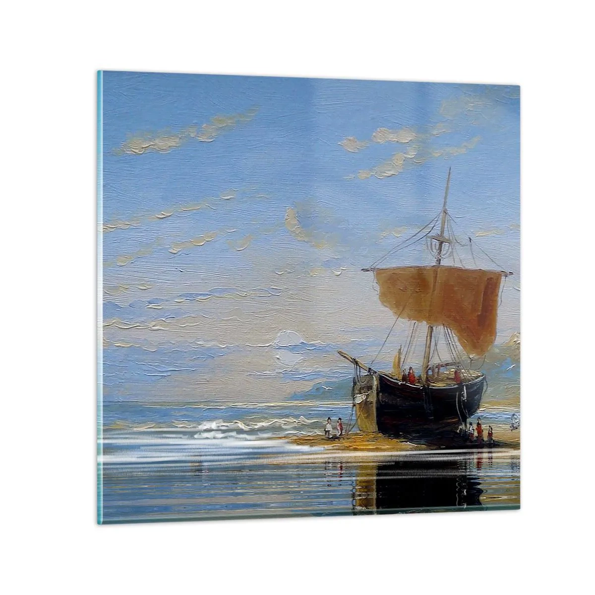 Schilderen op glas - Water, bodem, lucht - 40x40 cm