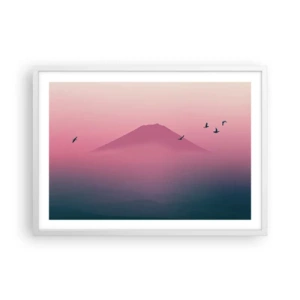 Poster in een witte lijst - Wandelaars boven de wolken - 70x50 cm