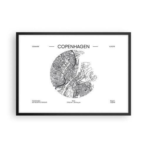 Poster in een zwarte lijst - Anatomie van Kopenhagen - 70x50 cm