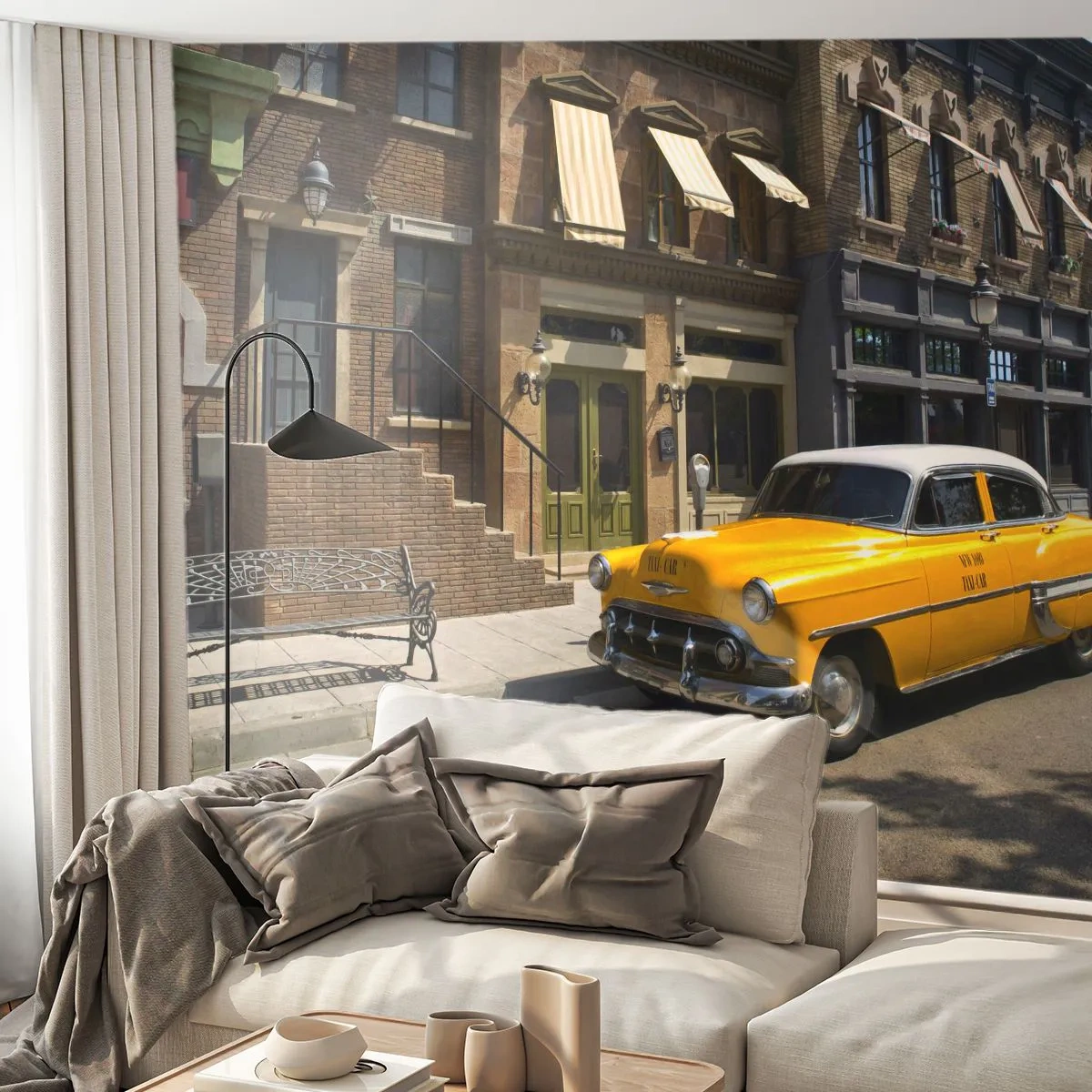 Zelfklevend Fotobehang Deluxe Sticker - Lang geleden in Amerika - Stad, Taxi, New York - 250x175 cm