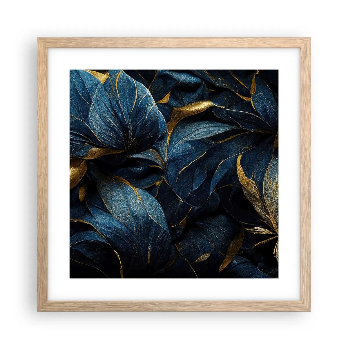 Een poster in een licht eiken lijst - Met goud gevoerd - 40x40 cm