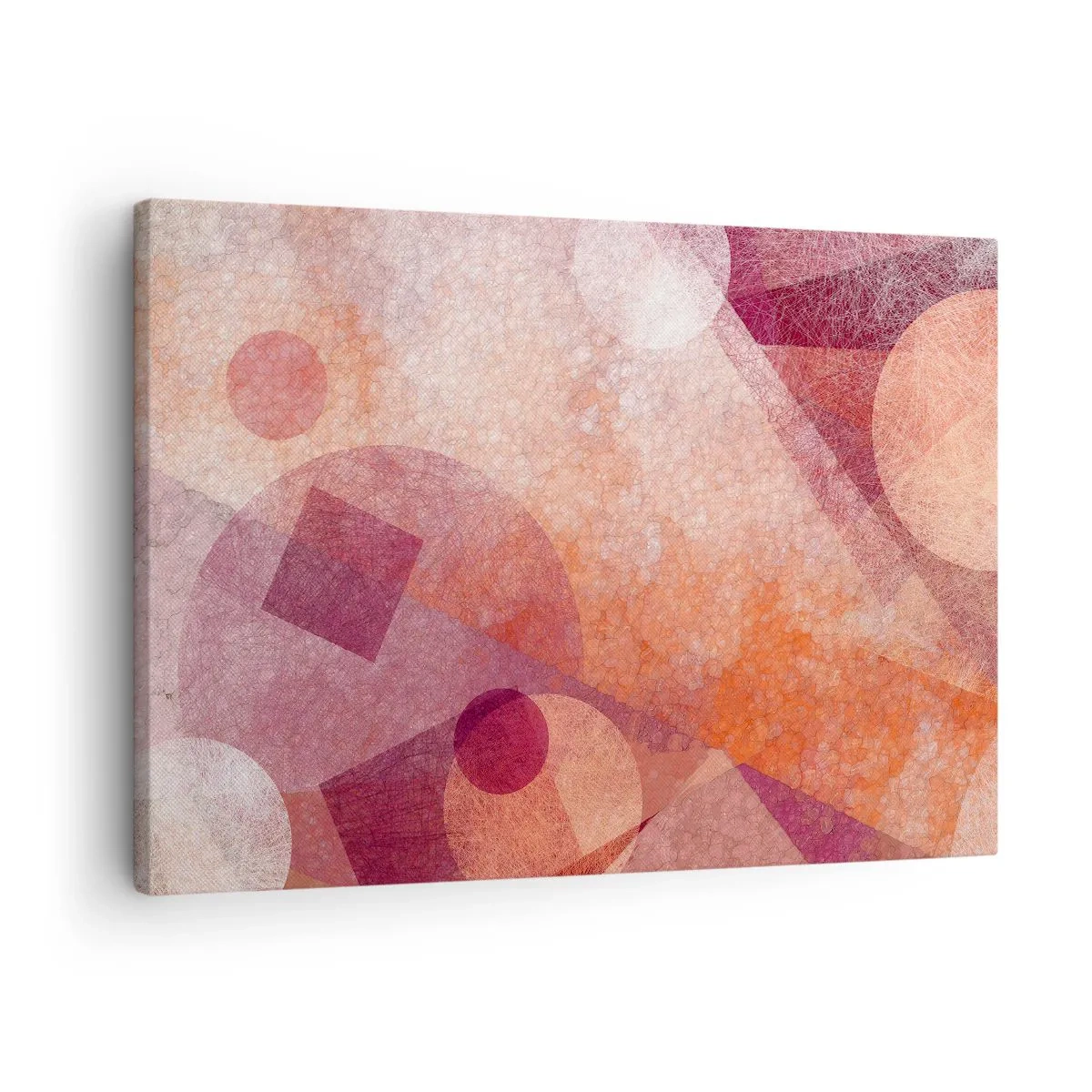 Schilderen op canvas - Abstracte geometrische vormen in pasteltinten roze - 70x50cm - Geometrische transformaties in roze - Moderne wanddecoratie voor woonkamer en slaapkamer ARTTOR