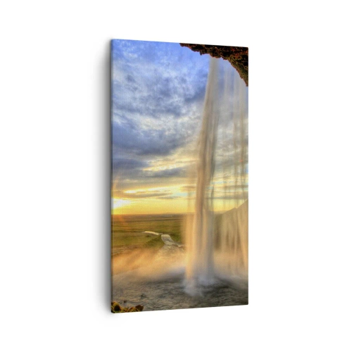 Schilderen op canvas - De wereld achter een sluier van druppels - 45x80 cm