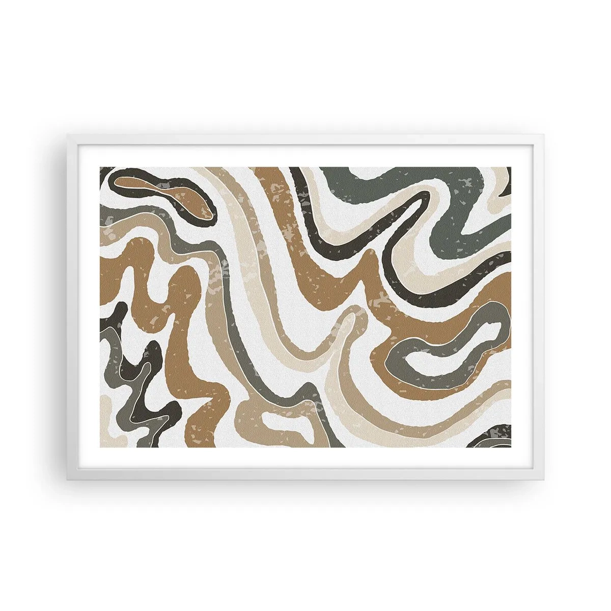 Poster in een witte lijst - Meanders van aardekleuren - 70x50 cm