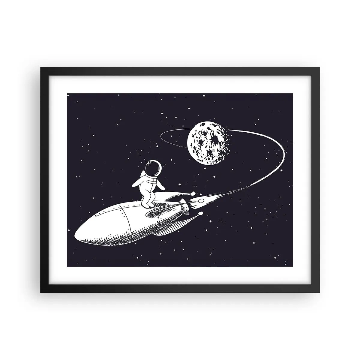 Poster in een zwarte lijst - Spacesurfer - 50x40 cm