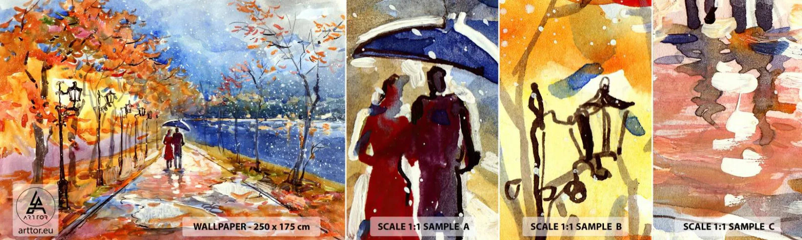 Fotobehang Staaltje Standard Eco - Samen tot de grens van de tijd - Landschap, Parklaan, Bomen - 100x30 cm