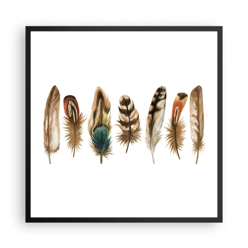 Poster in een zwarte lijst - Een gevederde variatie - 60x60 cm
