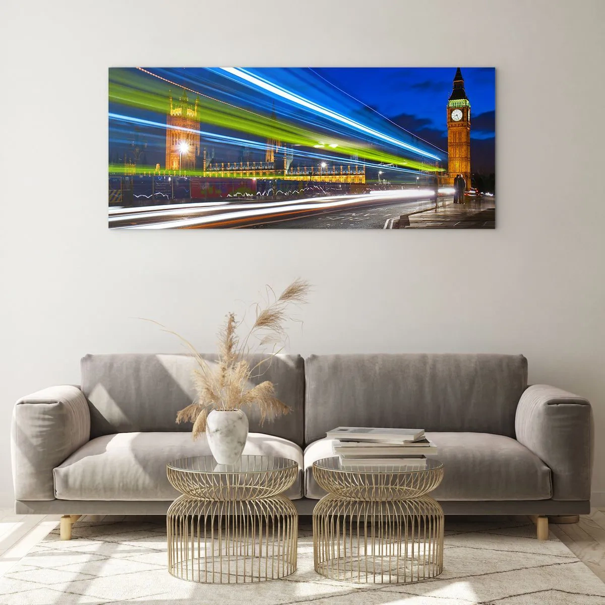 Schilderen op glas - Onder toeziend oog van Big Ben - 90x30 cm