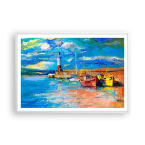 Poster in een witte lijst - Een middag in de regenboogbaai - 100x70 cm