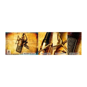 Fotobehang Monster Zelfklevend Deluxe Sticker - De gouden jaren van radio - Microfoon, Muziek, Retro - 100x30 cm