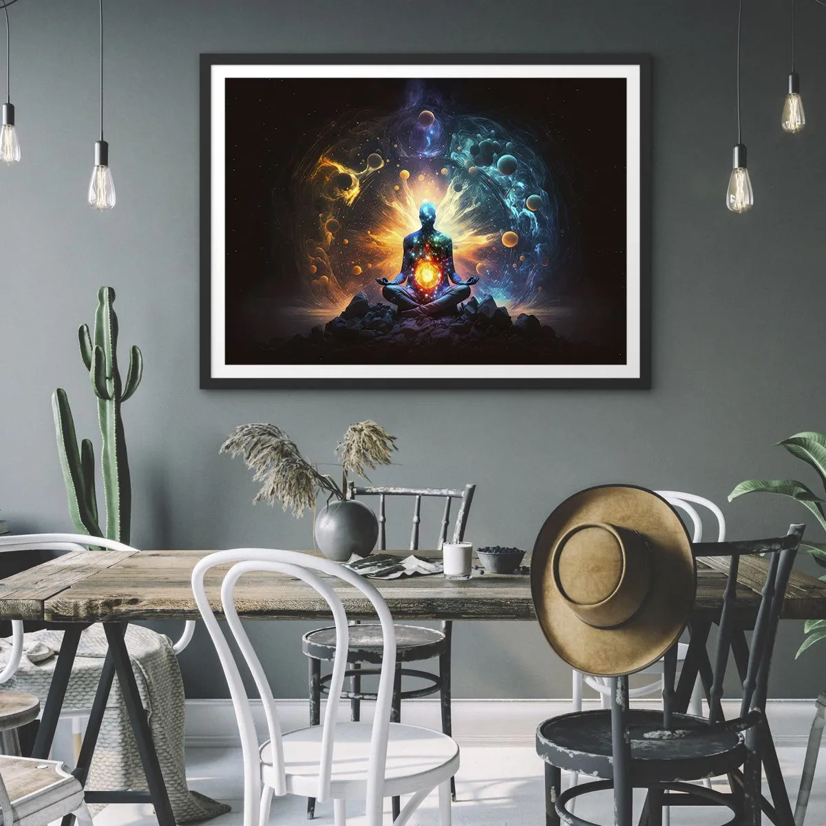 Poster in een zwarte lijst - Kosmische vrede - 70x50 cm