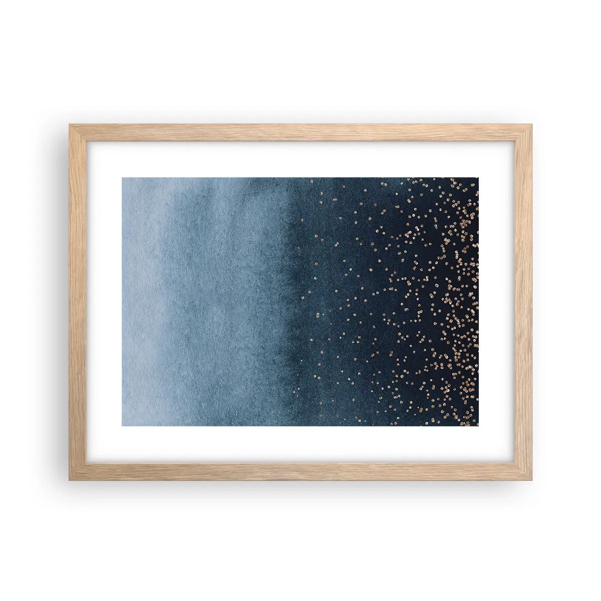 Een poster in een licht eiken lijst - Samenstelling - blauwe fasen - 40x30 cm