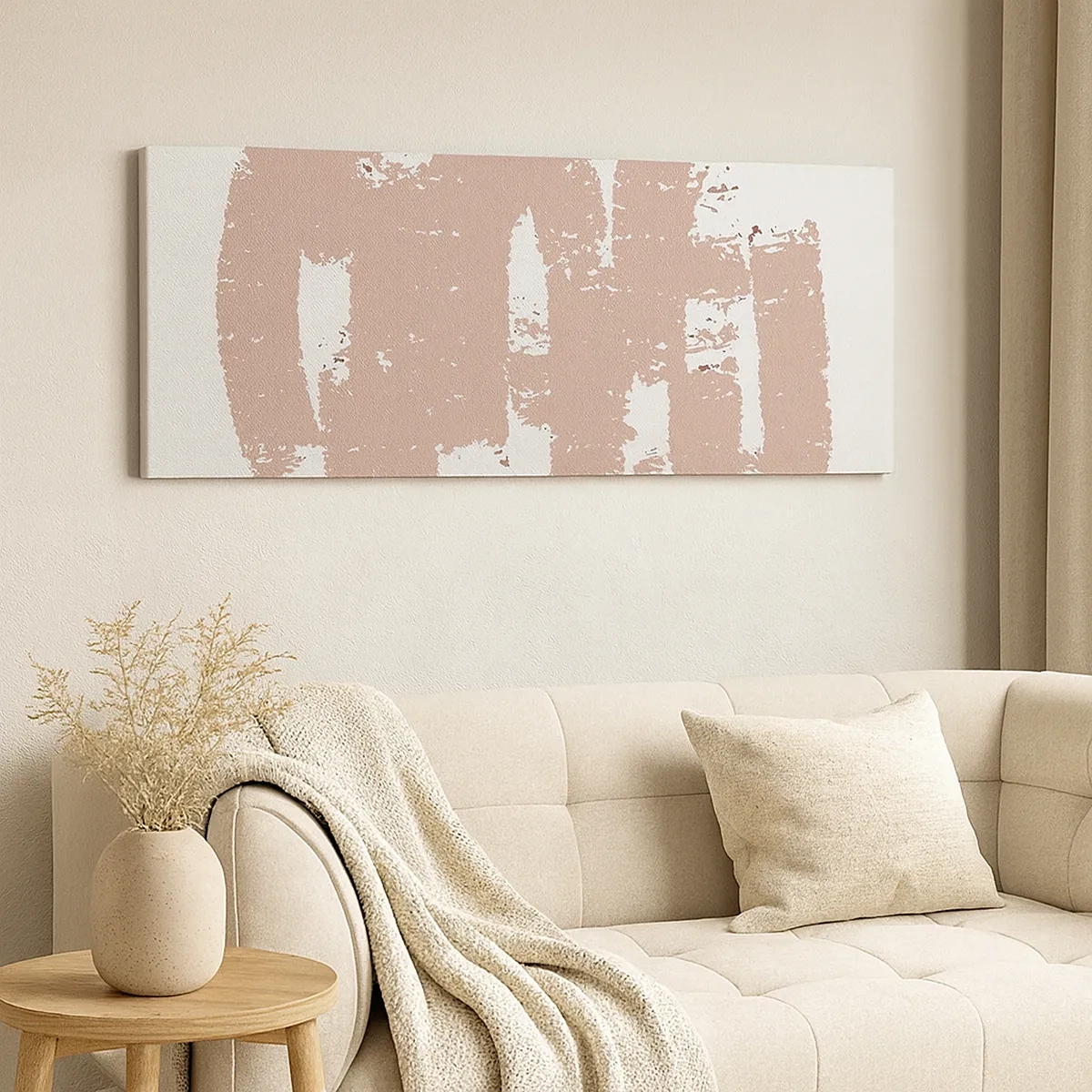 Schilderen op canvas - Abstractie in zachtroze - 30x30 cm