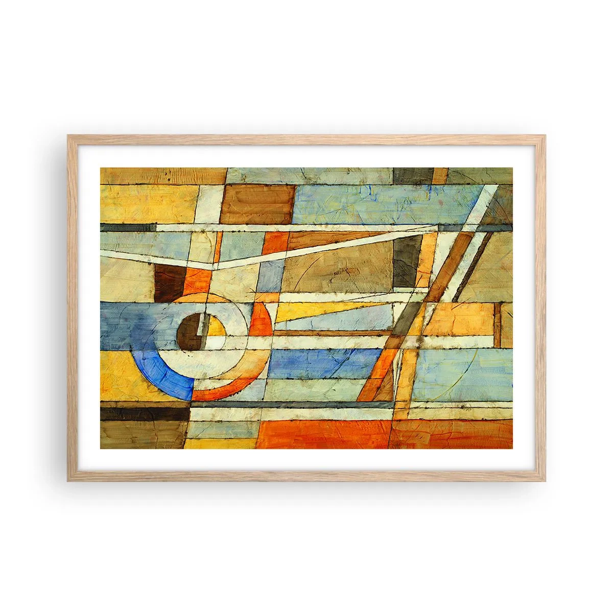 Een poster in een licht eiken lijst - Kubisme op de bouwplaats - 70x50 cm