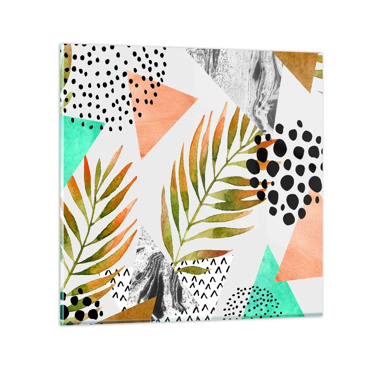 Schilderen op glas - Decoratie met palmblad - 30x30 cm