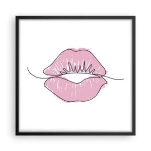 Poster in een zwarte lijst - Klaar om te kussen? - 50x50 cm