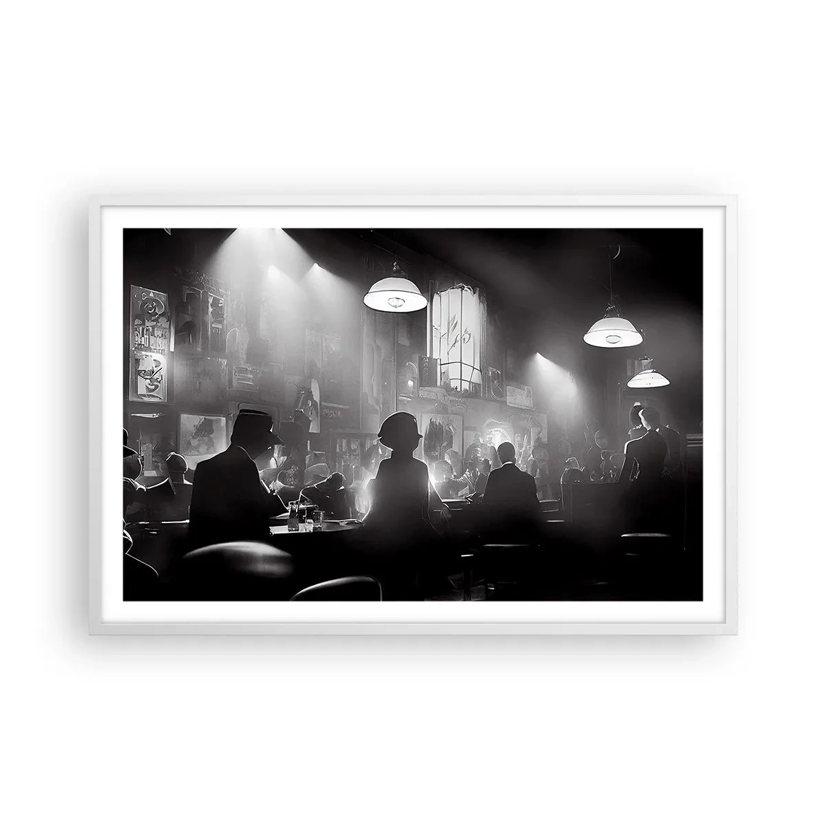 Poster in een witte lijst - In jazz-sfeer - 91x61 cm