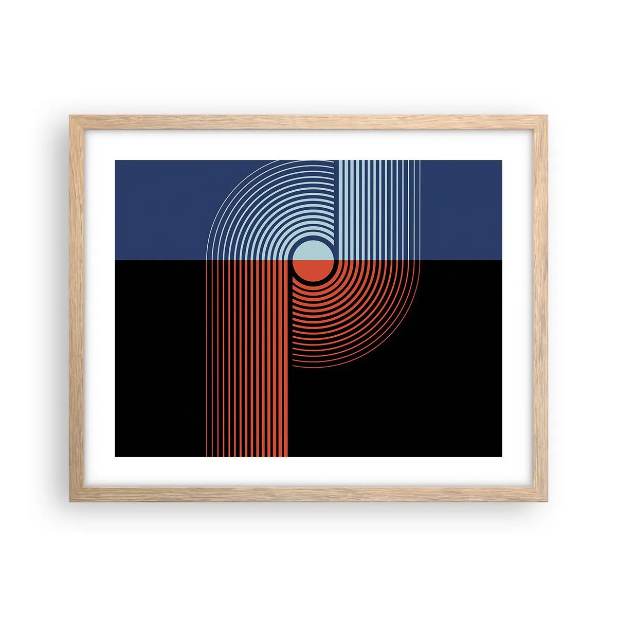 Een poster in een licht eiken lijst - In een geometrische omhelzing - 50x40 cm