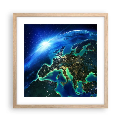 Een poster in een licht eiken lijst - Sprankelend Europa - 40x40 cm