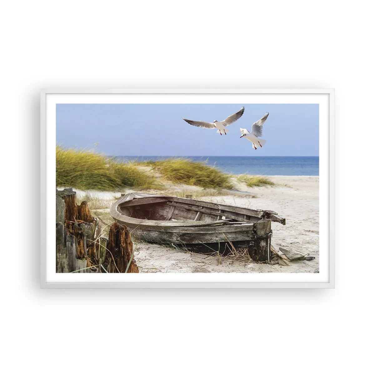 Poster in een witte lijst - Badend in de wind - 91x61 cm