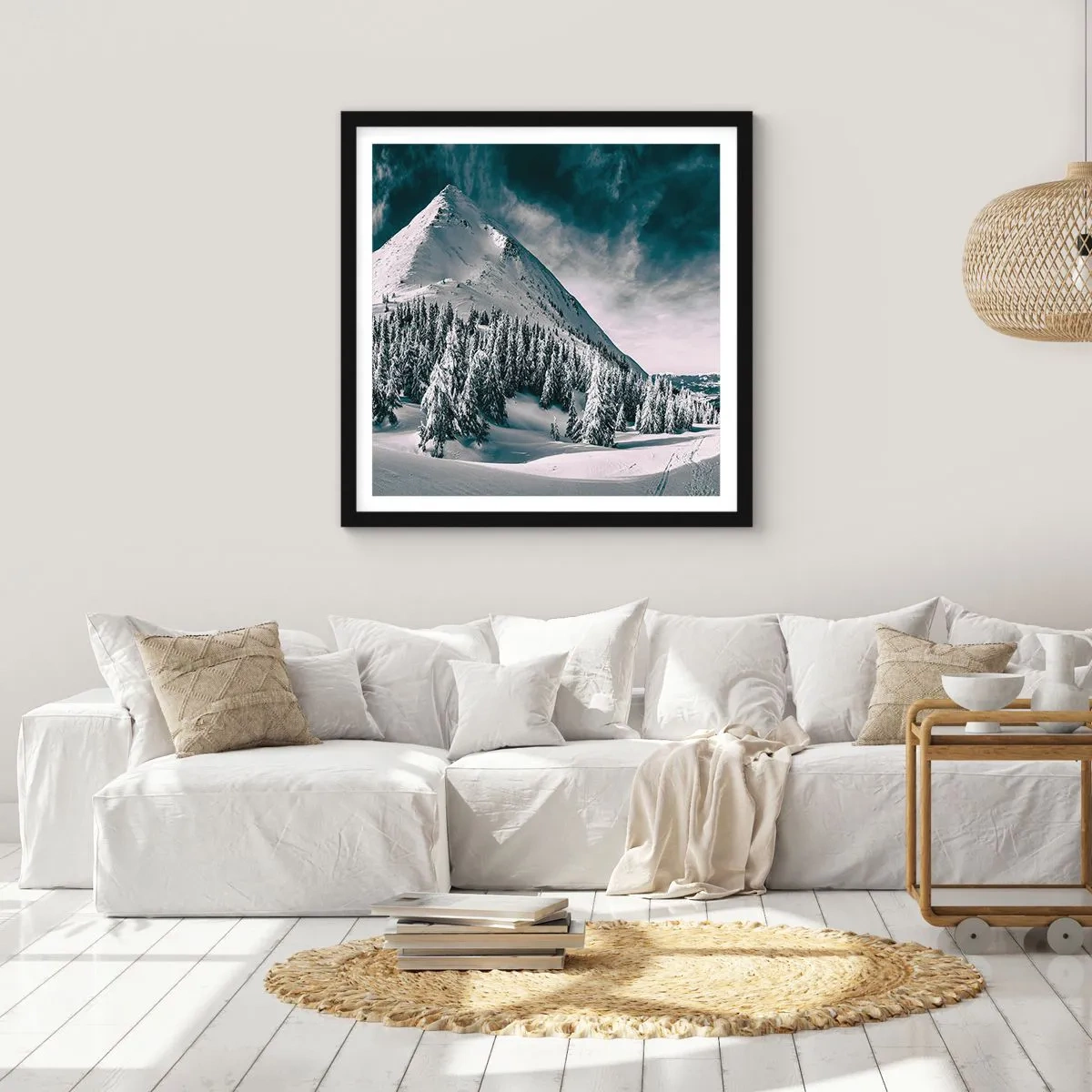 Poster in een zwarte lijst - Het land van sneeuw en ijs - 30x30 cm