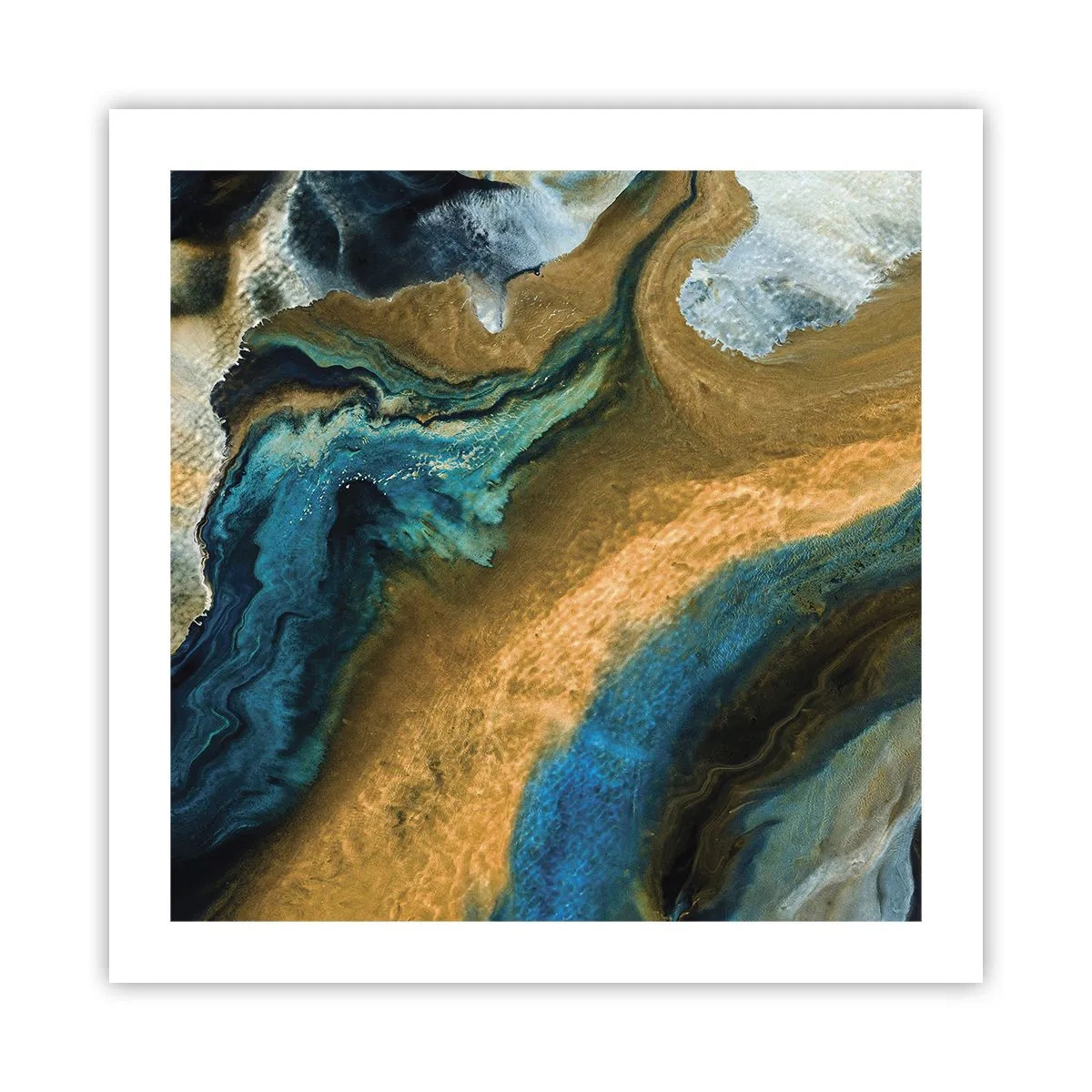 Poster - Blauw - geel - wederzijdse invloeden - 50x50 cm