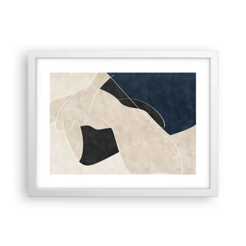 Poster in een witte lijst - Abstracte compositie – kleurcontrast - 40x30 cm